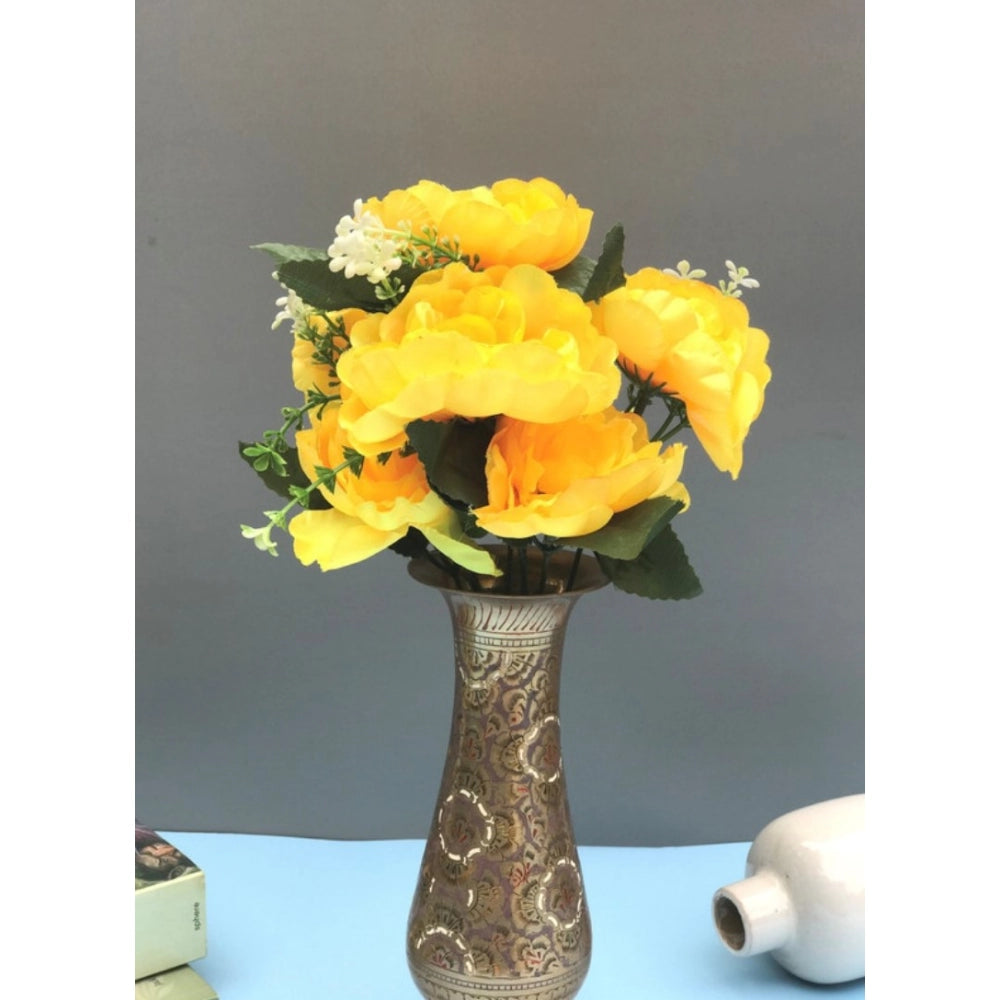 Clasymist Artificial Flowers Bunch Bouquet Of 7 Poppy Flowers For Home Decoration (Yellow, Material:Silk, Polyester)