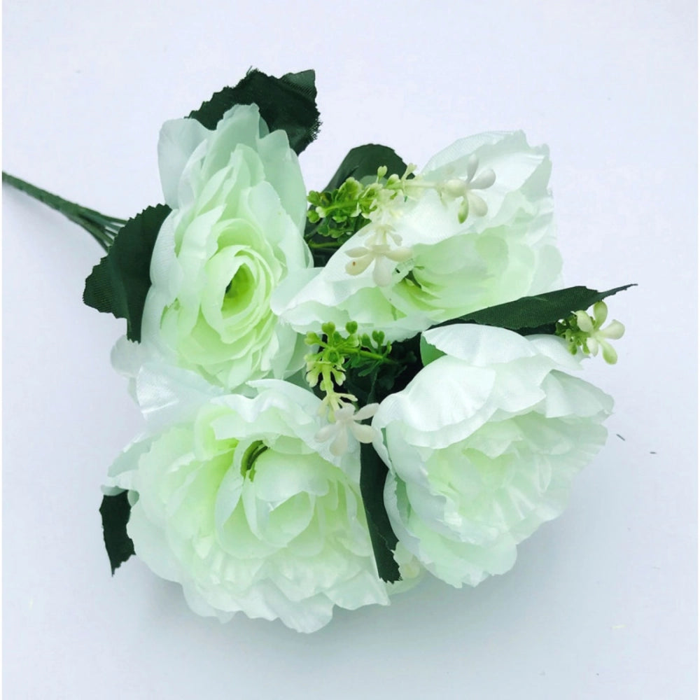 Clasymist Artificial Flowers Bunch Bouquet Of 7 Poppy Flowers For Home Decoration (White, Material:Silk, Polyester)