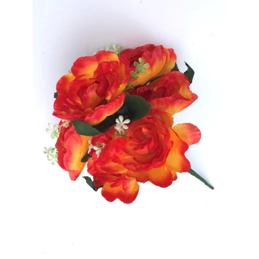 Clasymist Artificial Flowers Bunch Bouquet Of 7 Poppy Flowers For Home Decoration (Orange, Material:Silk, Polyester)