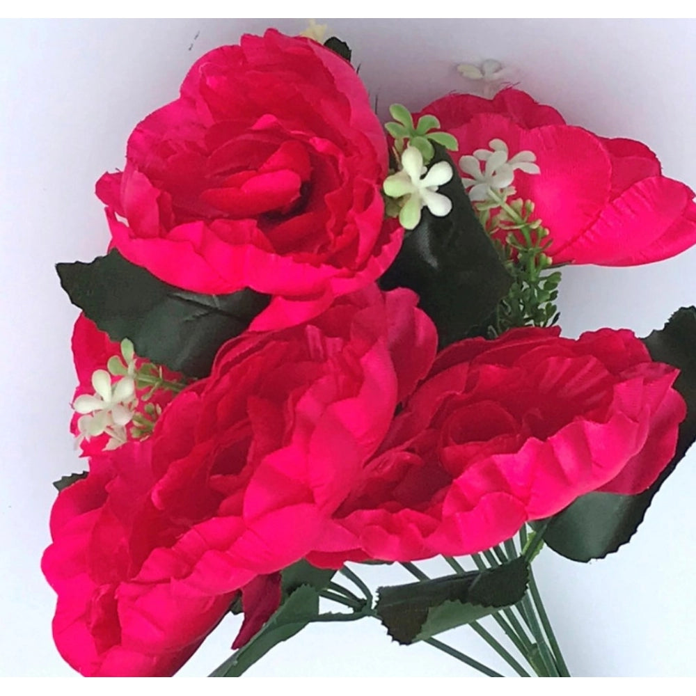 Clasymist Artificial Flowers Bunch Bouquet Of 7 Poppy Flowers For Home Decoration (Darkpink, Material:Silk, Polyester)