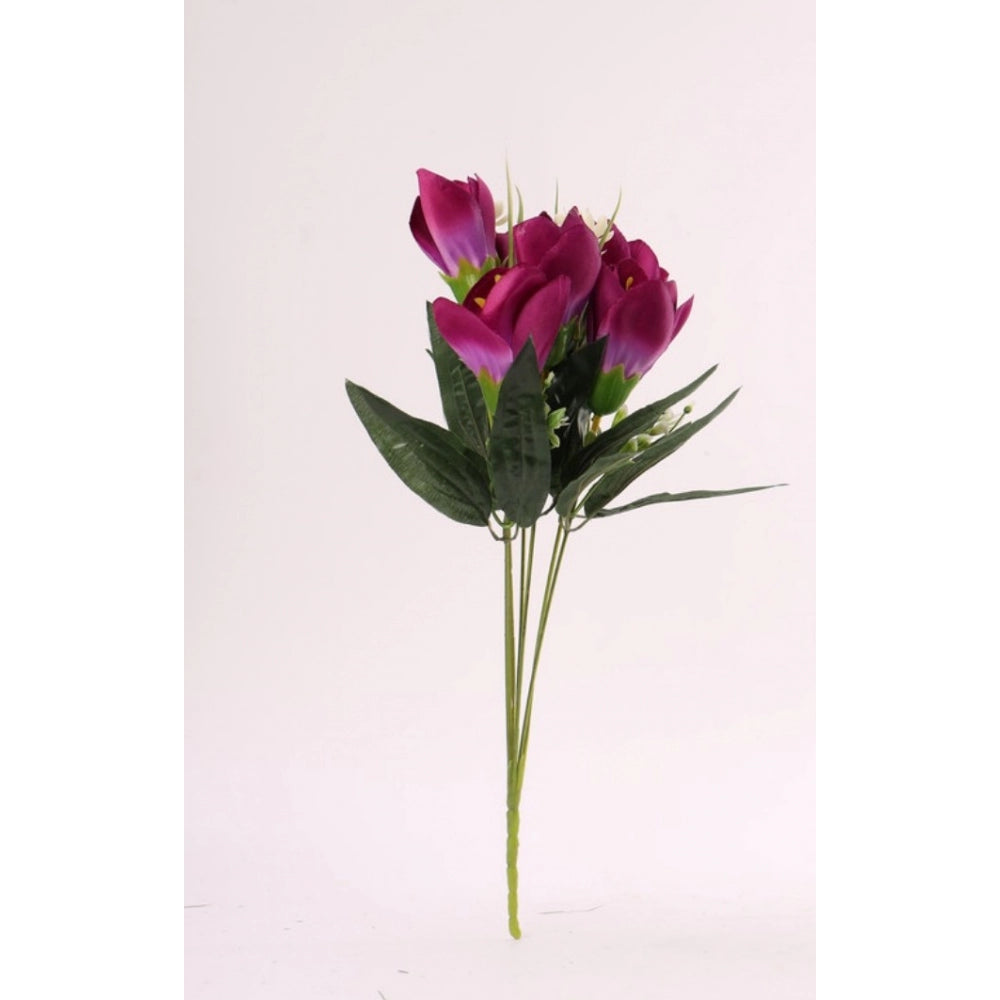 Clasymist Artificial Flowers Bunch Bouquet Of Daffodil Tulip Flowers For Home Decoration (Purple, Material:Silk, Polyester)