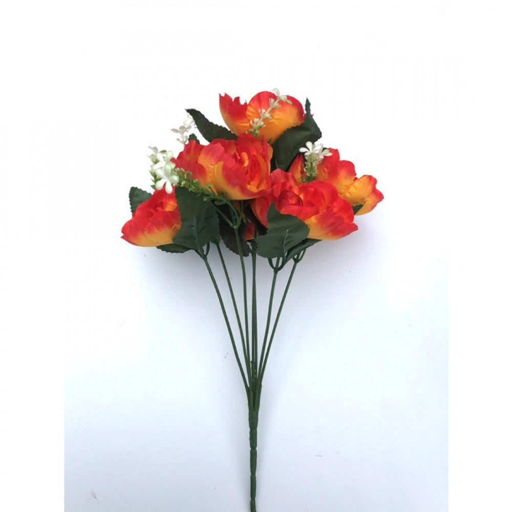 Clasymist Artificial Flowers Bunch Bouquet Of 7 Poppy Flowers For Home Decoration (Orange, Material:Silk, Polyester)