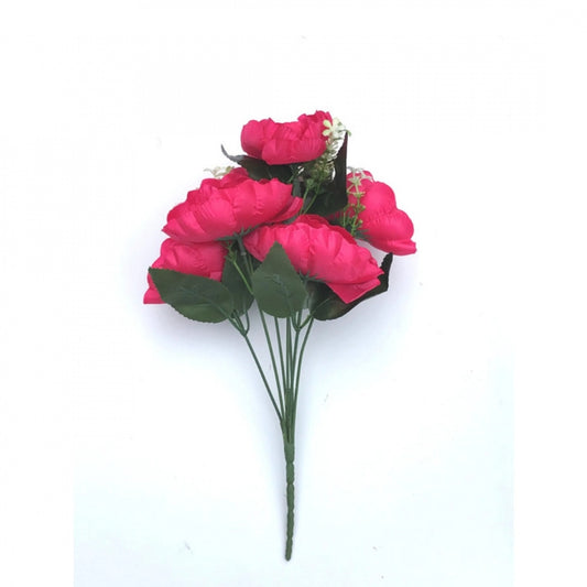 Clasymist Artificial Flowers Bunch Bouquet Of 7 Poppy Flowers For Home Decoration (Darkpink, Material:Silk, Polyester)