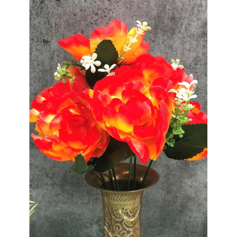 Clasymist Artificial Flowers Bunch Bouquet Of 7 Poppy Flowers For Home Decoration (Orange, Material:Silk, Polyester)