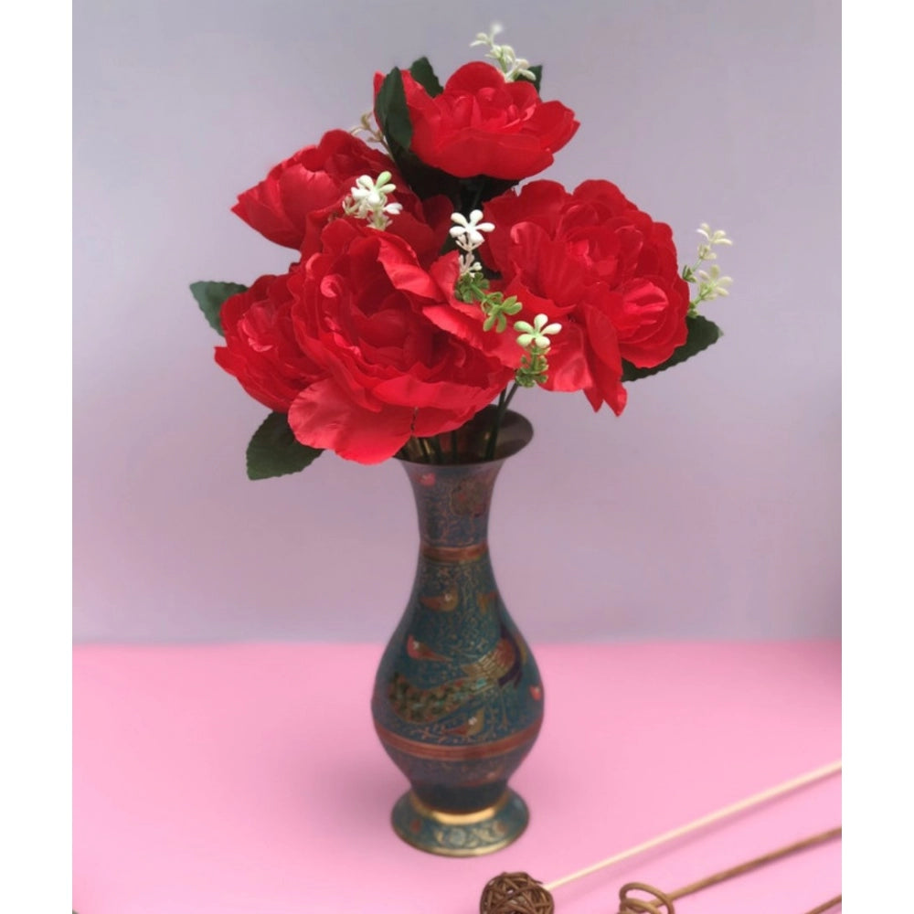 Clasymist Artificial Flowers Bunch Bouquet Of 7 Poppy Flowers For Home Decoration (Red, Material:Silk, Polyester)