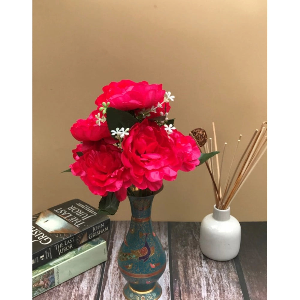 Clasymist Artificial Flowers Bunch Bouquet Of 7 Poppy Flowers For Home Decoration (Darkpink, Material:Silk, Polyester)