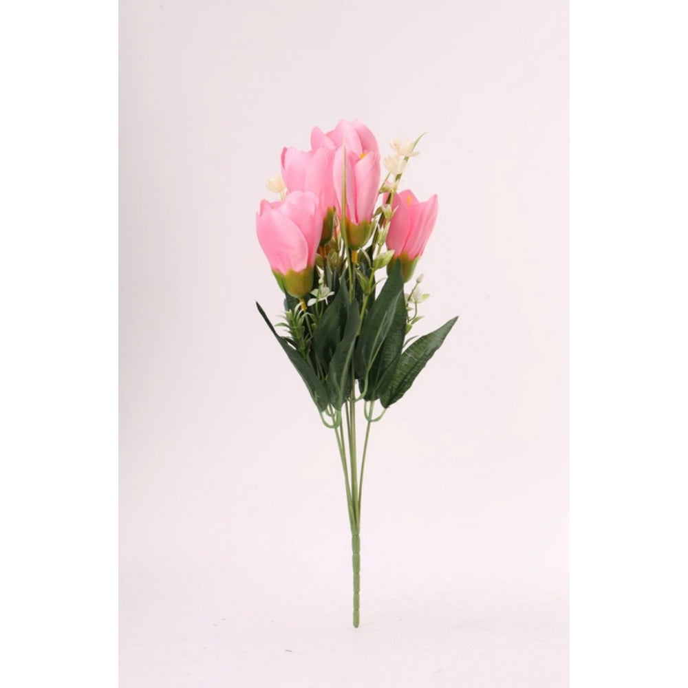 Clasymist Artificial Flowers Bunch Bouquet Of Daffodil Tulip Flowers For Home Decoration (Light Pink, Material:Silk, Polyester)