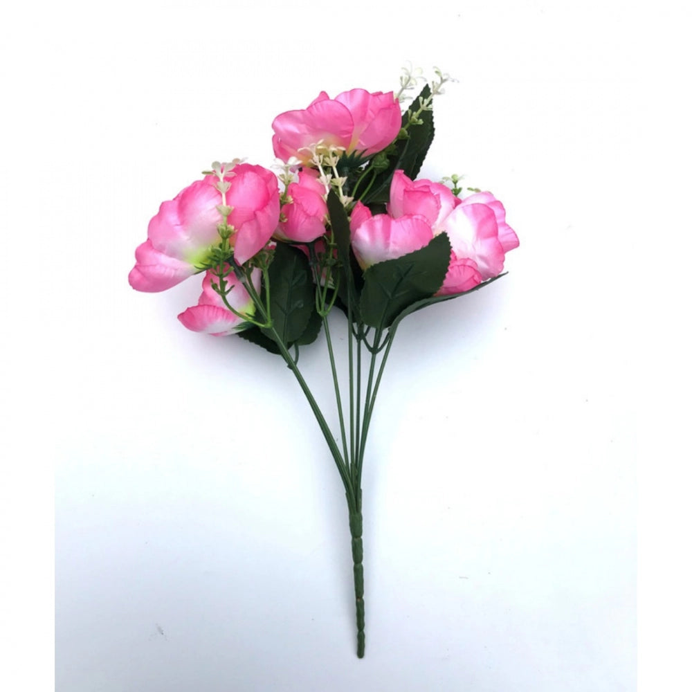 Clasymist Artificial Flowers Bunch Bouquet Of 7 Poppy Flowers For Home Decoration (Light Pink, Material:Silk, Polyester)