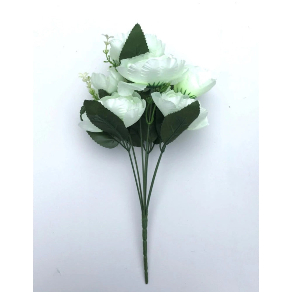 Clasymist Artificial Flowers Bunch Bouquet Of 7 Poppy Flowers For Home Decoration (White, Material:Silk, Polyester)