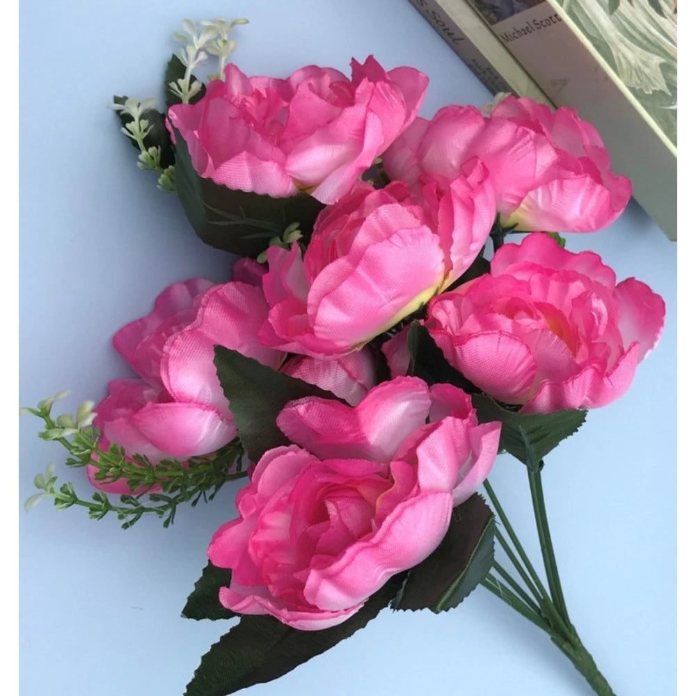 Clasymist Artificial Flowers Bunch Bouquet Of 7 Poppy Flowers For Home Decoration (Light Pink, Material:Silk, Polyester)