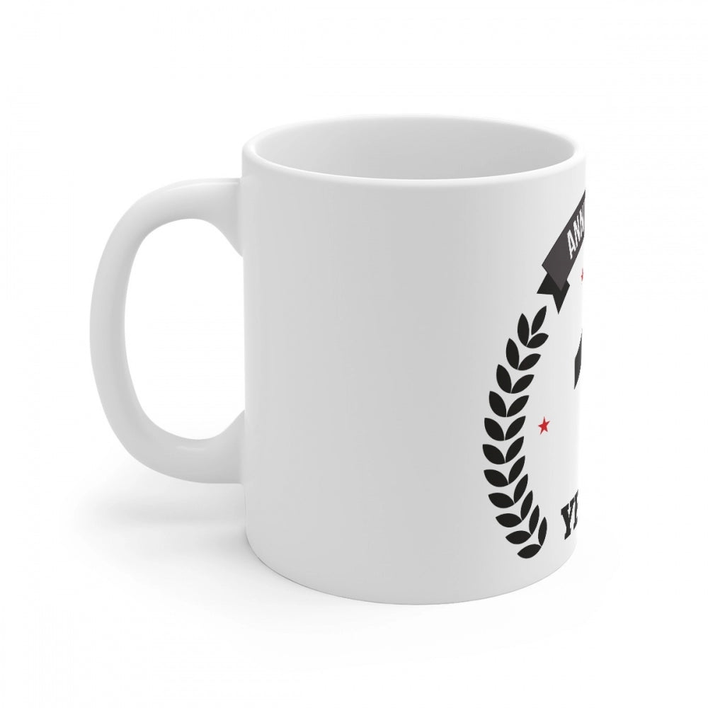 Clasymist Ceramic 2nd Anniversary Printed Coffee Mug (Color: White, Capacity:330ml)