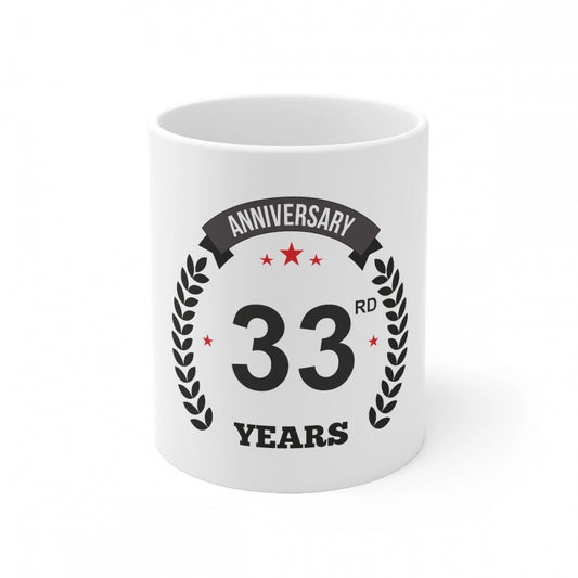 Clasymist Ceramic 33rd Anniversary Printed Coffee Mug (Color: White, Capacity:330ml)