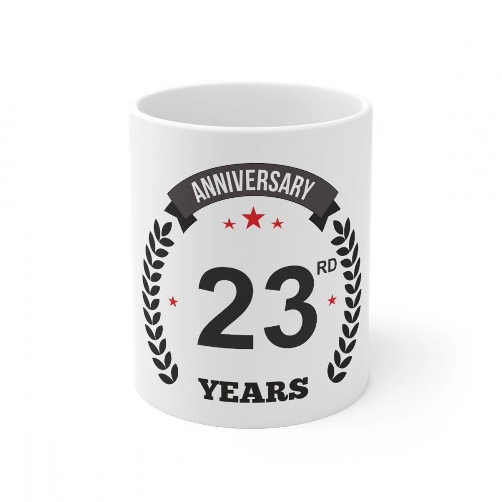 Clasymist Ceramic 23rd Anniversary Printed Coffee Mug (Color: White, Capacity:330ml)