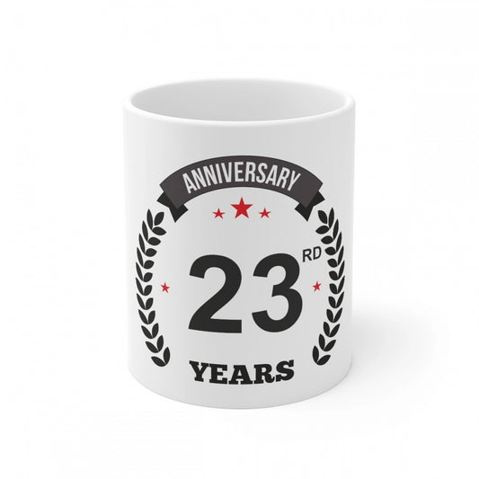 Clasymist Ceramic 23rd Anniversary Printed Coffee Mug (Color: White, Capacity:330ml)