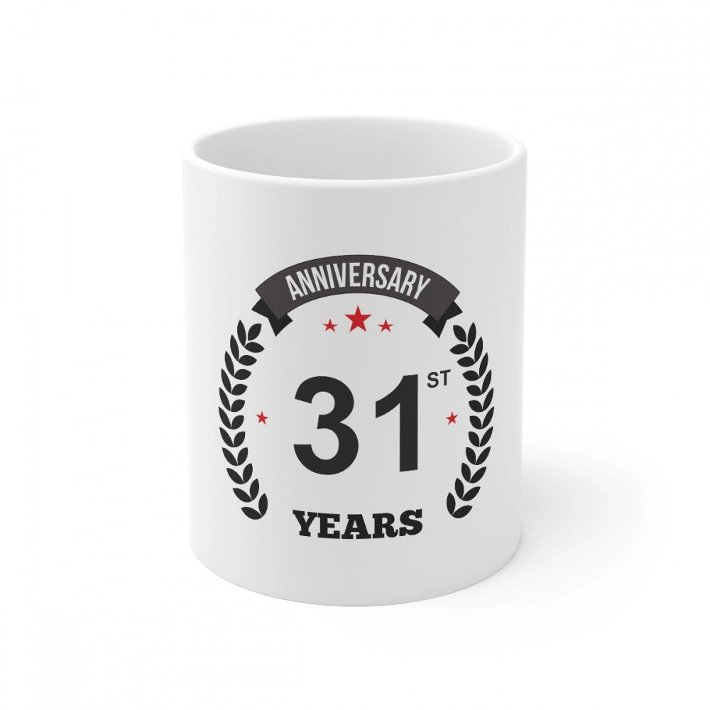 Clasymist Ceramic 31st Anniversary Printed Coffee Mug (Color: White, Capacity:330ml)