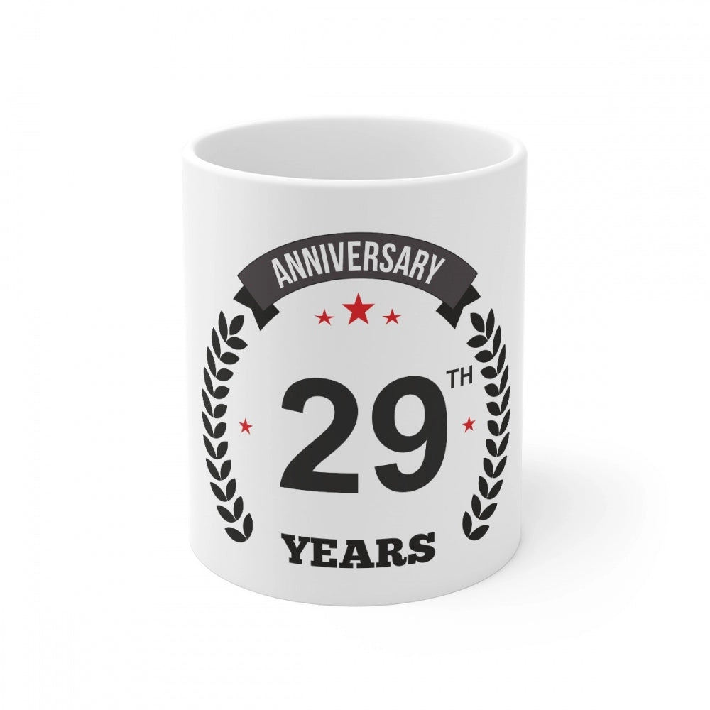 Clasymist Ceramic 29th Anniversary Printed Coffee Mug (Color: White, Capacity:330ml)