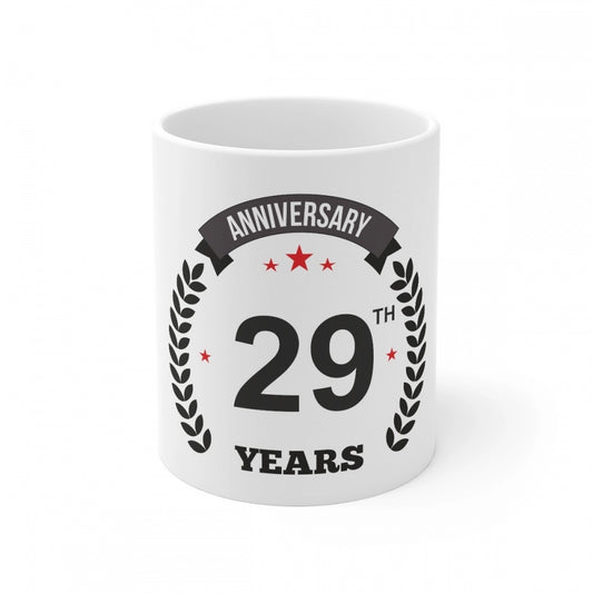 Clasymist Ceramic 29th Anniversary Printed Coffee Mug (Color: White, Capacity:330ml)