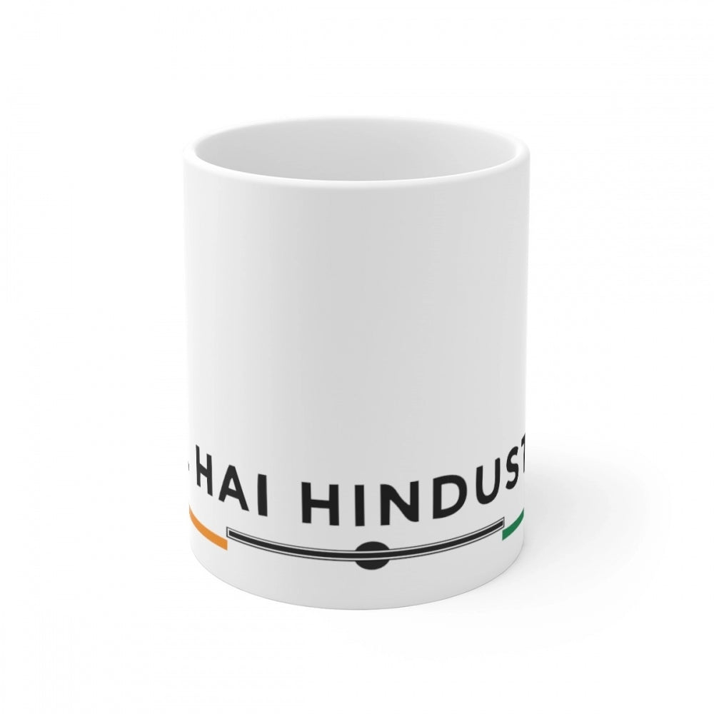 Clasymist Ceramic Dil Se Hindustani Printed Coffee Mug (Color: White, Capacity:330ml)