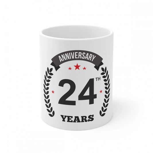 Clasymist Ceramic 24th Anniversary Printed Coffee Mug (Color: White, Capacity:330ml)