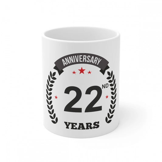 Clasymist Ceramic 22nd Anniversary Printed Coffee Mug (Color: White, Capacity:330ml)