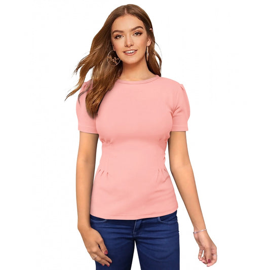 Clasymist Women's Western Wear Hosiery T Shirts (Peach)