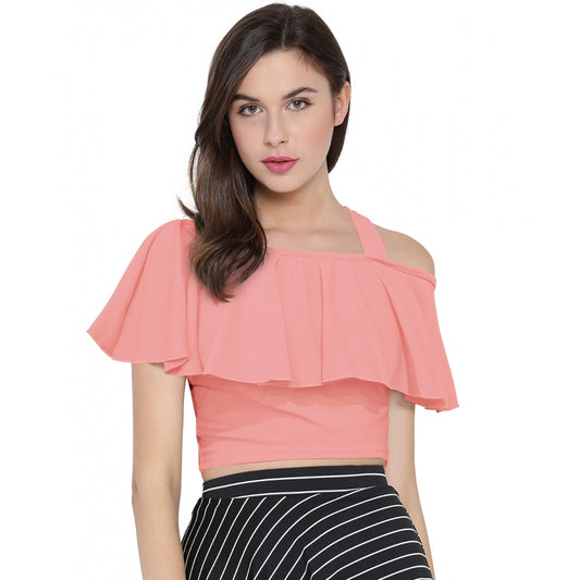 Clasymist Women's Western Wear Hosiery Crop Top (Peach)