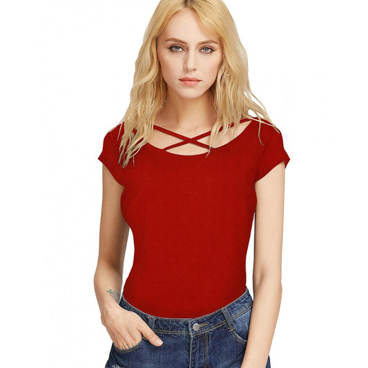 Clasymist Women's Western Wear Hosiery T Shirts (Red)