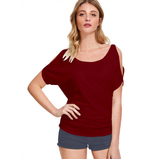 Clasymist Women's Western Wear Hosiery T Shirts (Maroon)