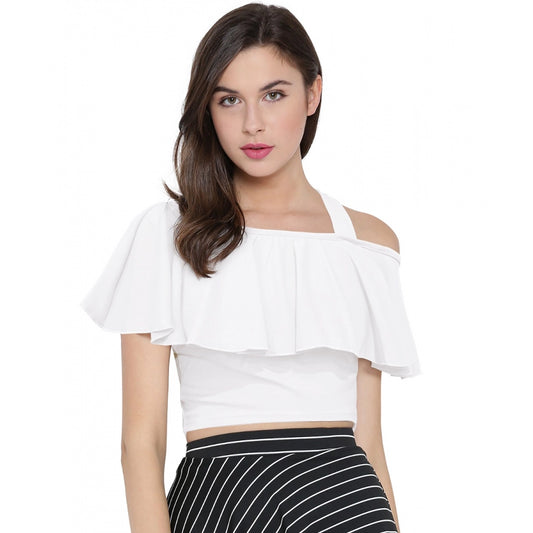 Clasymist Women's Western Wear Hosiery Crop Top (White)