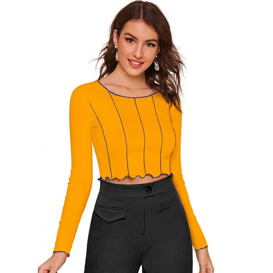 Clasymist Women's Western Wear Hosiery Crop Top (Yellow)