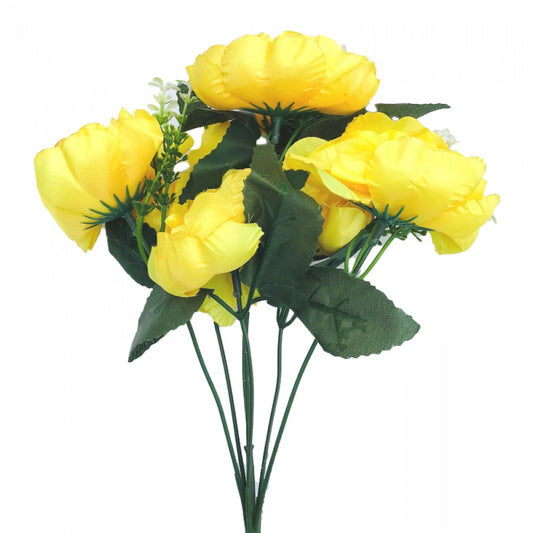 Clasymist Artificial Flowers Bunch Bouquet Of 7 Poppy Flowers For Home Decoration (Yellow, Material:Silk, Polyester)