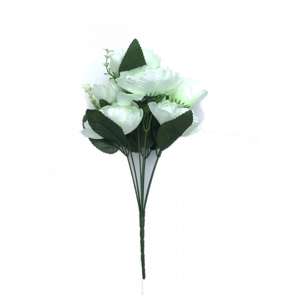 Clasymist Artificial Flowers Bunch Bouquet Of 7 Poppy Flowers For Home Decoration (White, Material:Silk, Polyester)