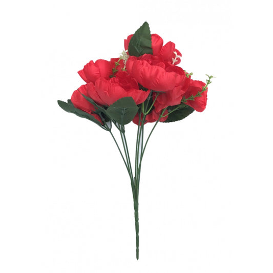 Clasymist Artificial Flowers Bunch Bouquet Of 7 Poppy Flowers For Home Decoration (Red, Material:Silk, Polyester)