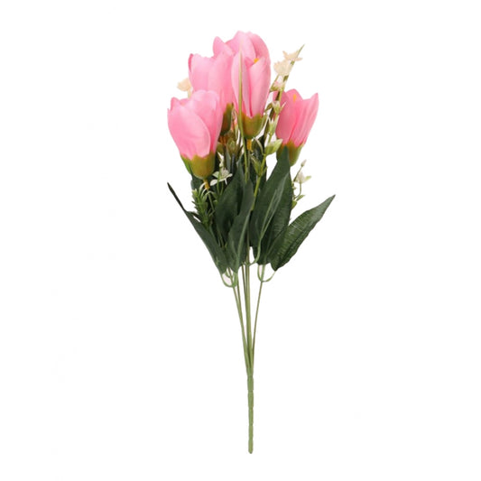 Clasymist Artificial Flowers Bunch Bouquet Of Daffodil Tulip Flowers For Home Decoration (Light Pink, Material:Silk, Polyester)