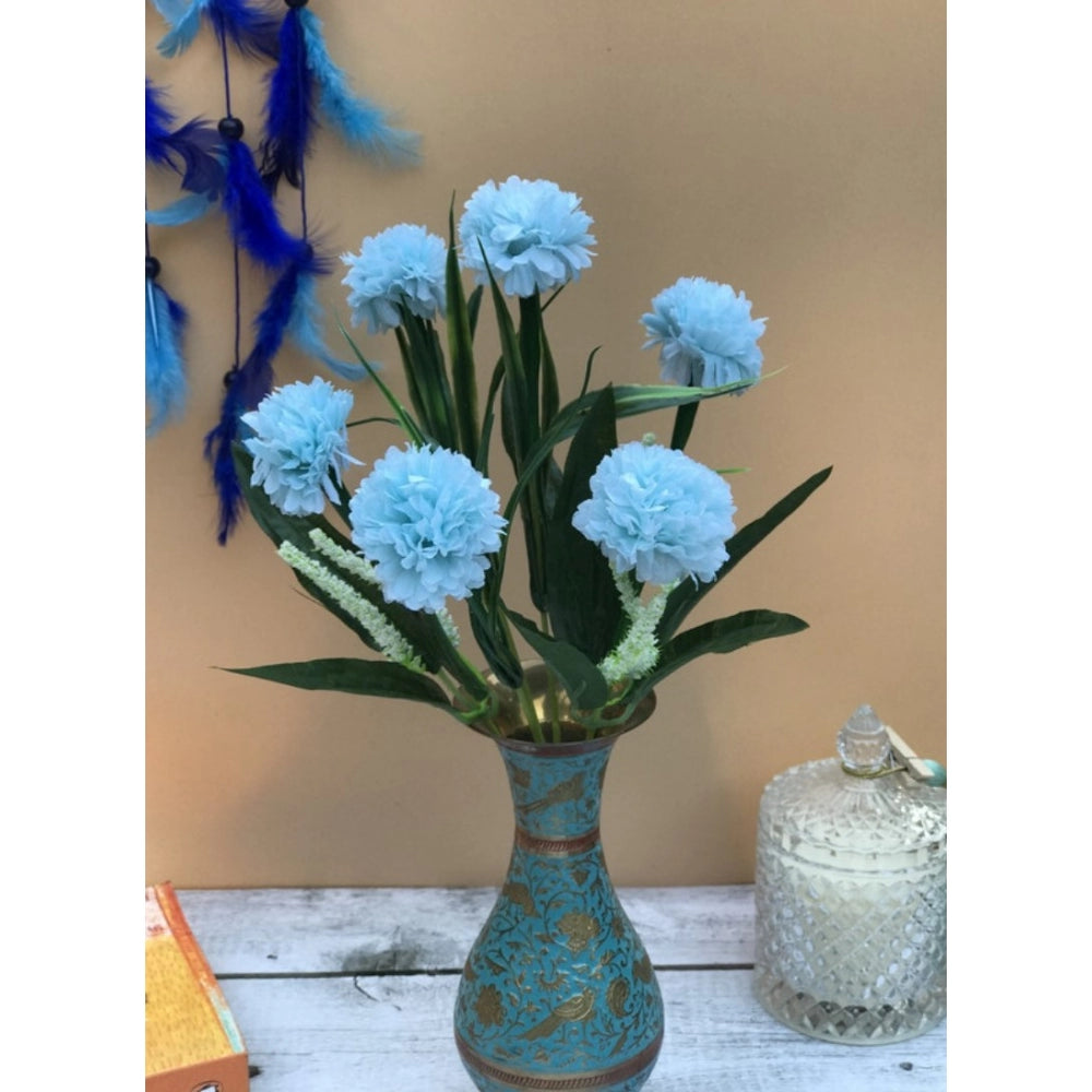 Clasymist Artificial Flowers Bunch Bouquet Of 6 Chrysanthemum Flowers For Home Decoration (Blue, Material:Silk, Polyester)