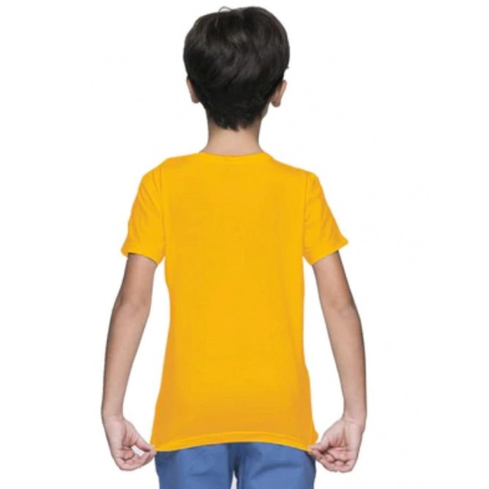 Clasymist Boys Cotton Plain Half Sleeve TShirt (Yellow)