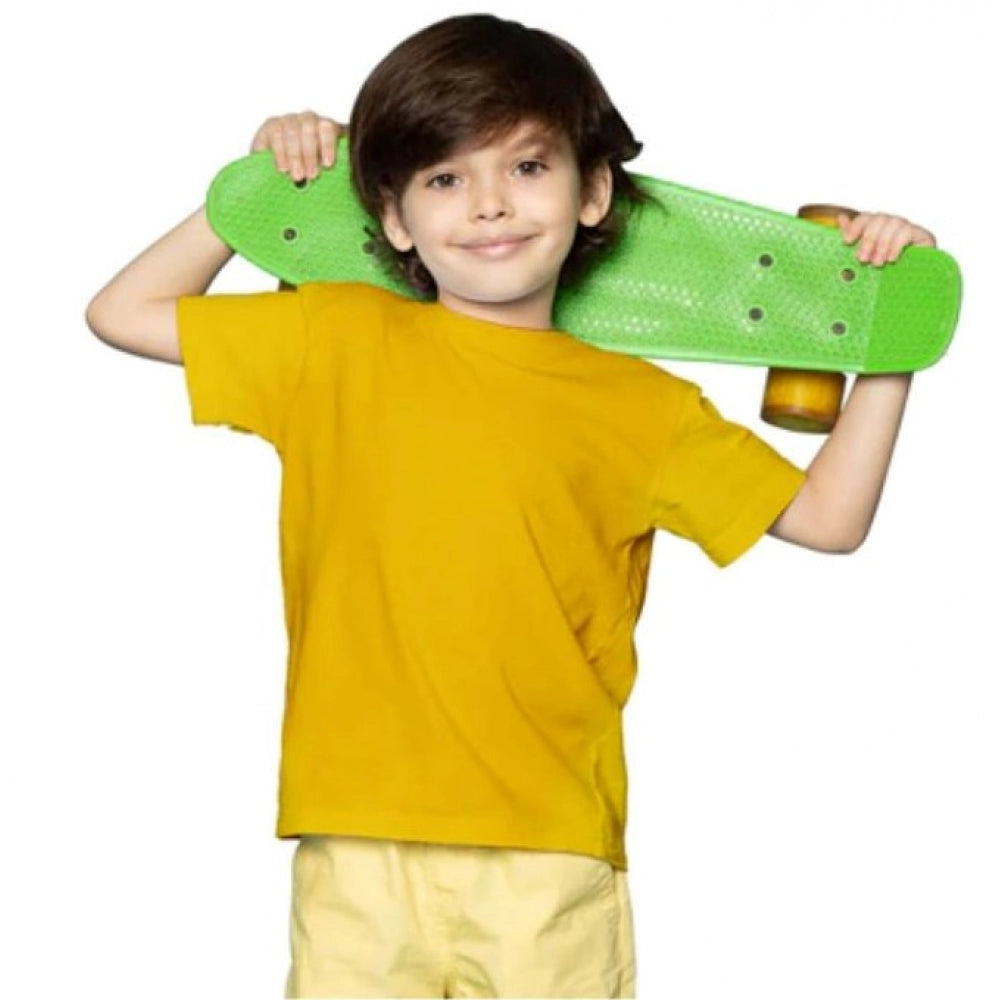 Clasymist Boys Cotton Plain Half Sleeve TShirt (Yellow)