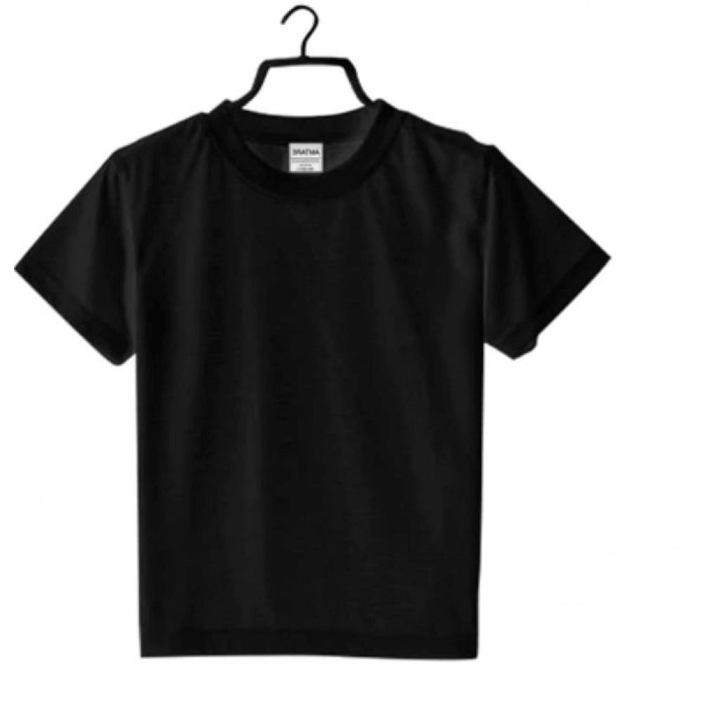 Clasymist Boys Cotton Plain Half Sleeve TShirt (Black)