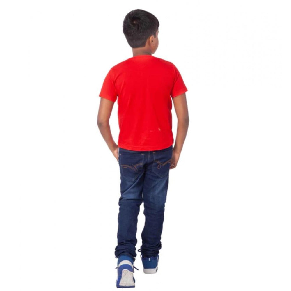 Clasymist Boys Cotton Will Be Cool Half Sleeve TShirt (Red)