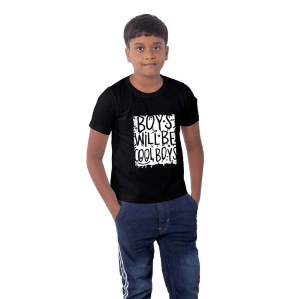 Clasymist Boys Cotton Will Be Cool Half Sleeve TShirt (Black)