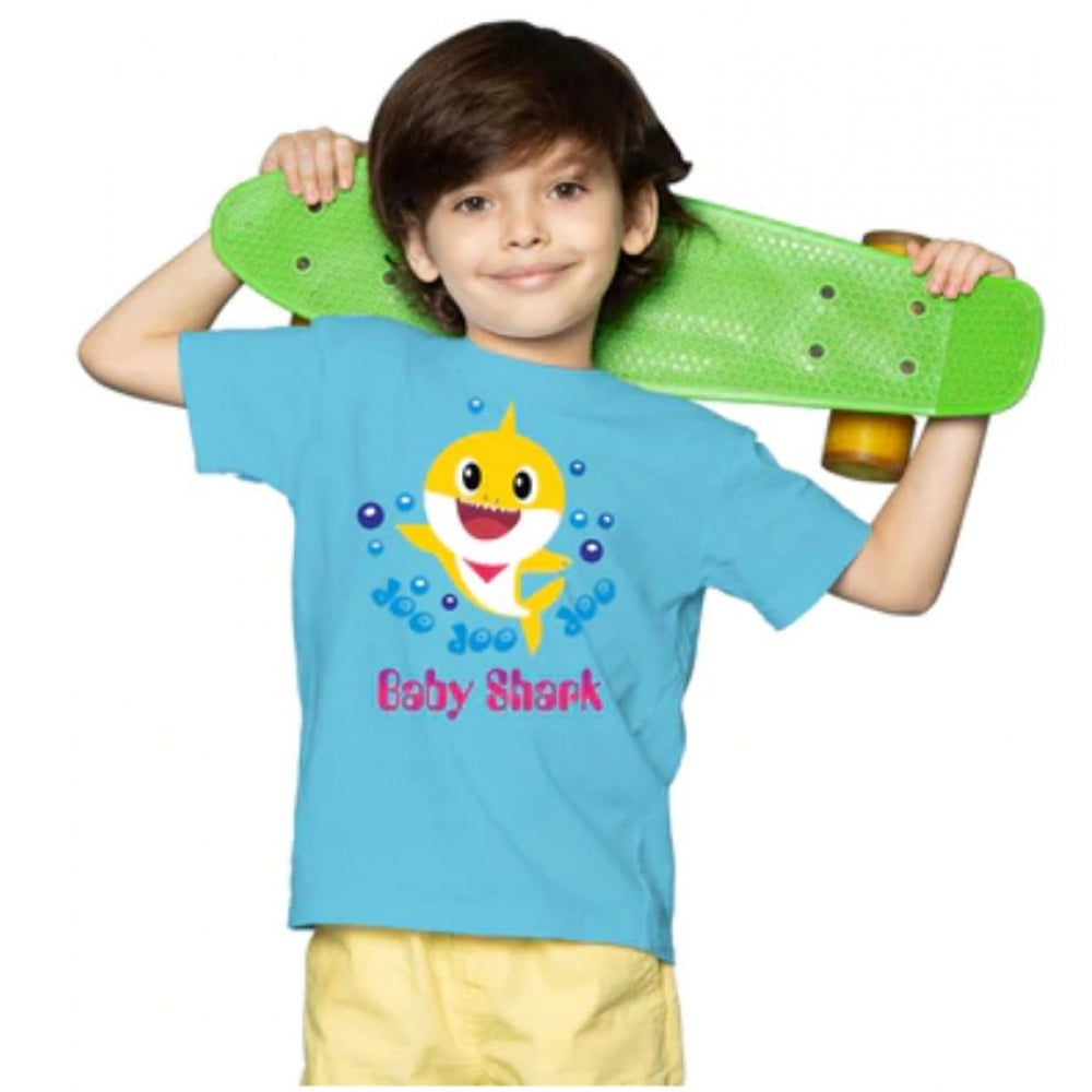 Clasymist Boys Cotton Baby Shark Half Sleeve TShirt (Blue)