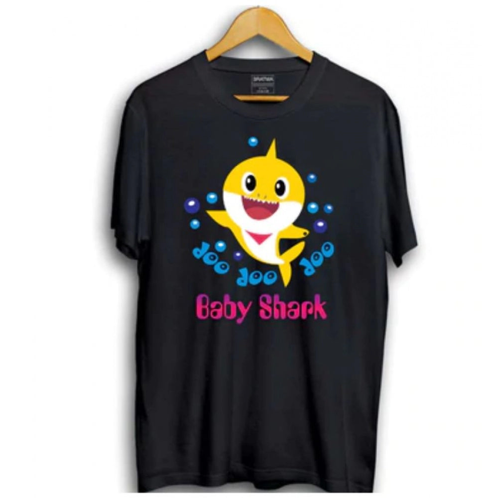 Clasymist Boys Cotton Baby Shark Half Sleeve TShirt (Black)