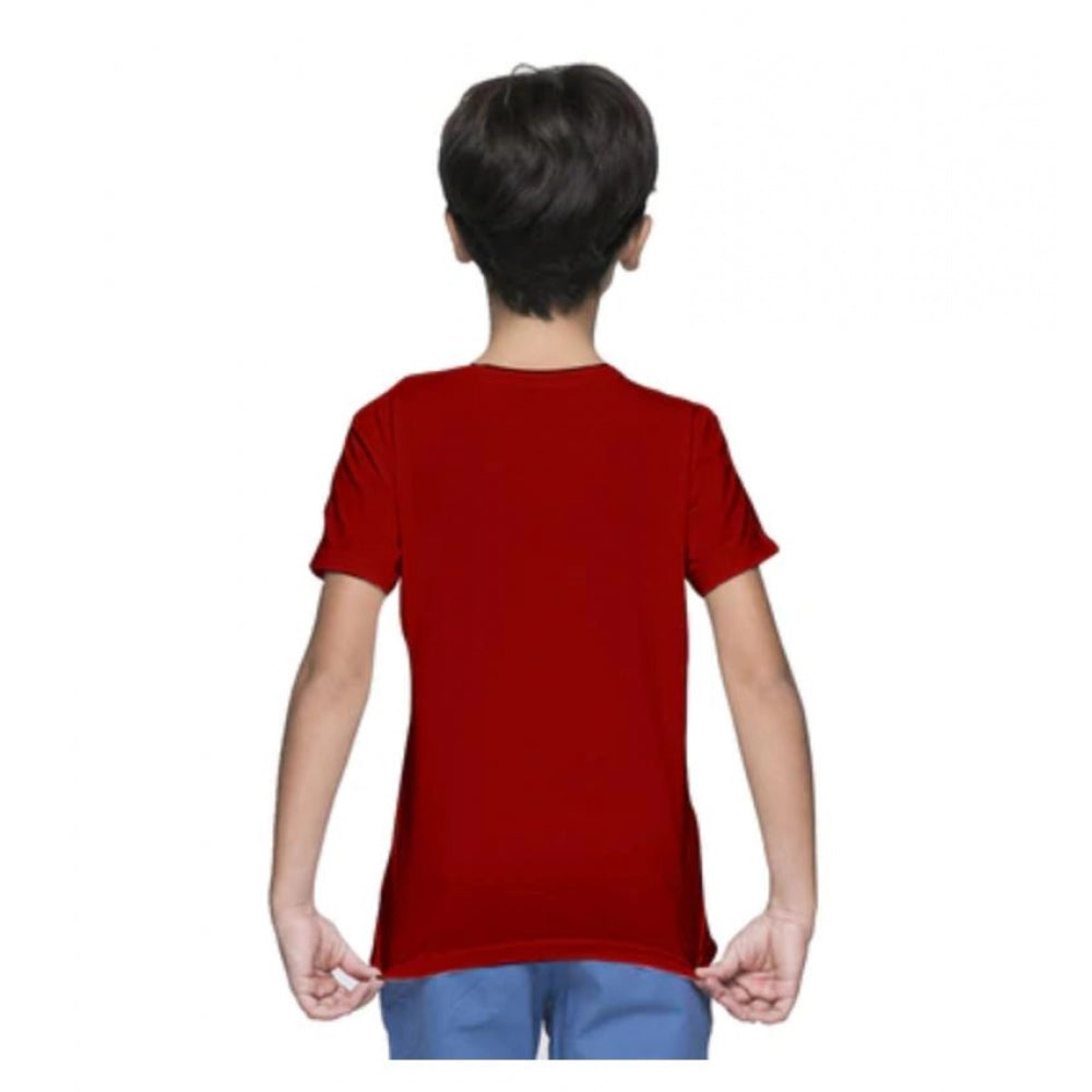 Clasymist Boys Cotton Plain Half Sleeve TShirt (Maroon)