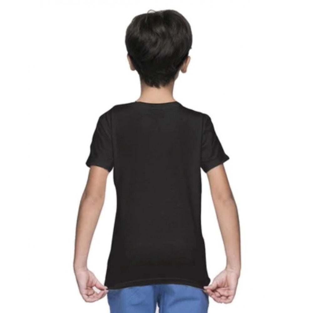 Clasymist Boys Cotton Plain Half Sleeve TShirt (Black)