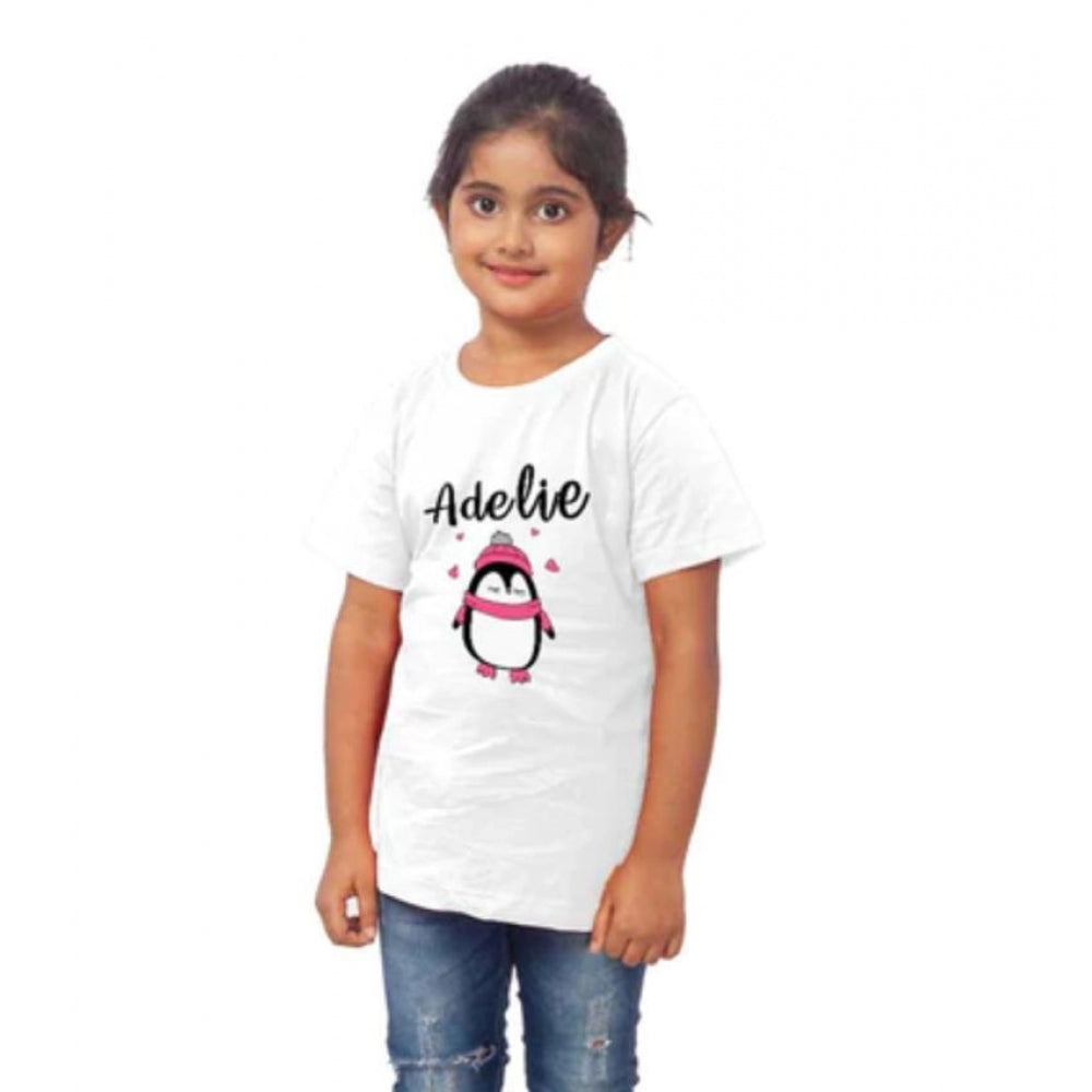 Clasymist Girls Cotton Adelie Half Sleeve TShirt (White)