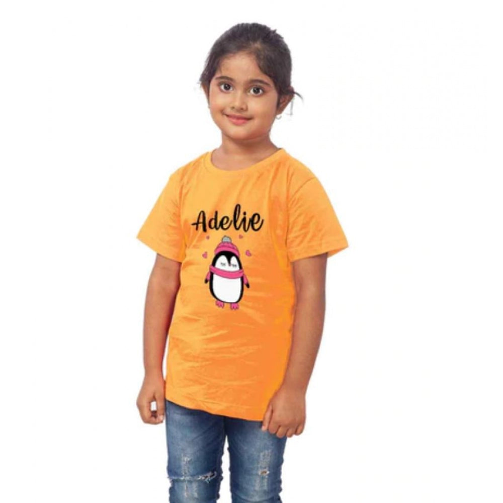 Clasymist Girls Cotton Adelie Half Sleeve TShirt (Mustard)