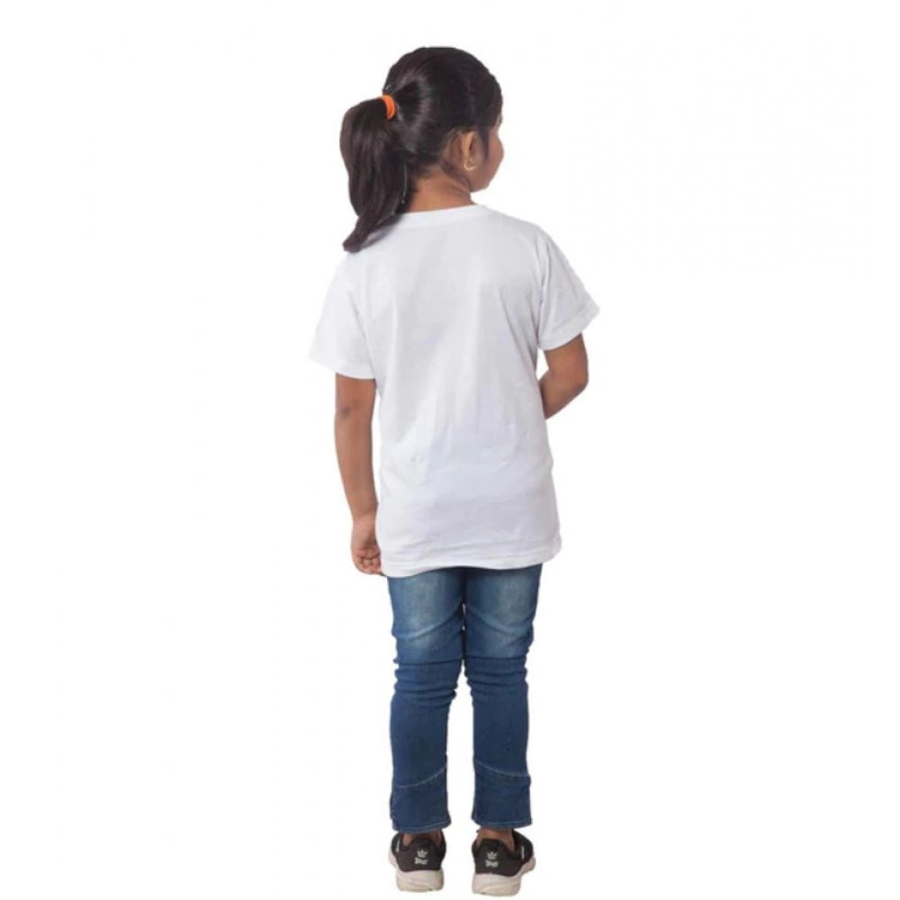 Clasymist Girls Cotton Bubo Half Sleeve TShirt (White)