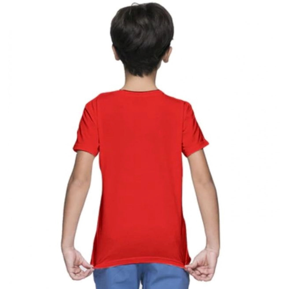 Clasymist Boys Cotton Plain Half Sleeve TShirt (Red)