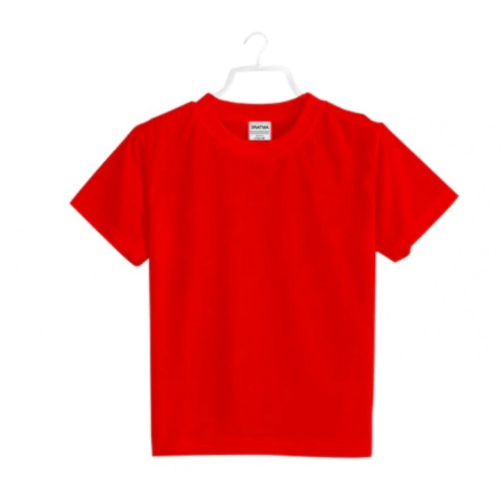 Clasymist Boys Cotton Plain Half Sleeve TShirt (Red)