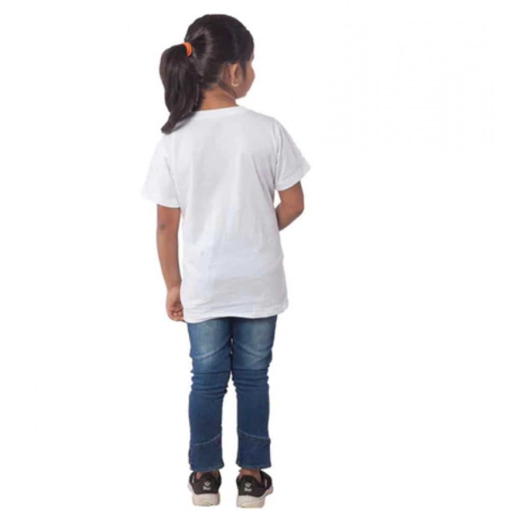 Clasymist Girls Cotton Adelie Half Sleeve TShirt (White)